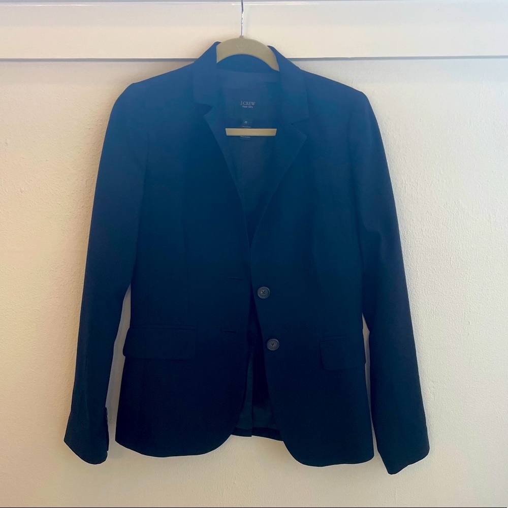 J Crew Super 120s Navy Suit Jacket